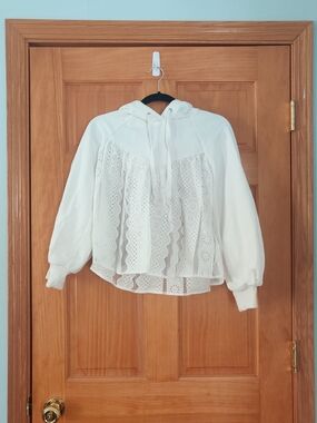 Sea New York White Eyelet Lace Hoodie Size L